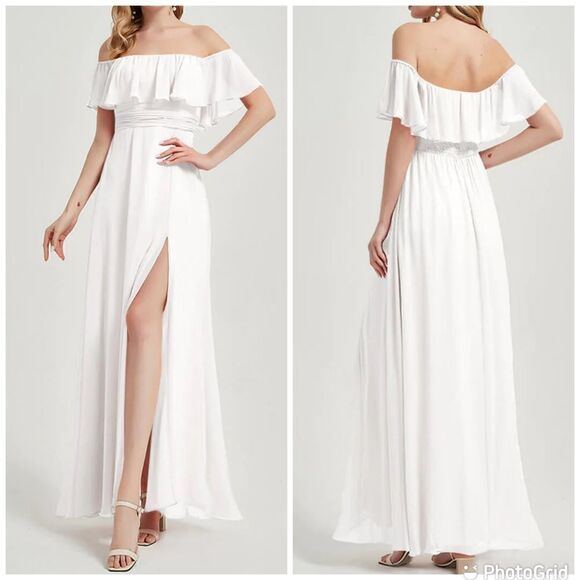 New  Ever Pretty White 2-Ways Convertible Slit Bridal Maxi Dress - Picture 1 of 14